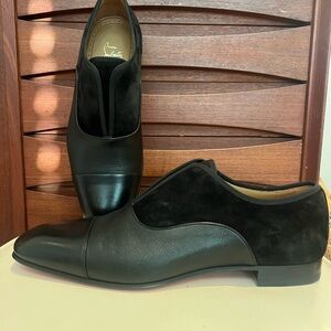 NEW Stunning Christian Louboutin Alpha Male Flat Calf P/TR Black Size 42.5.